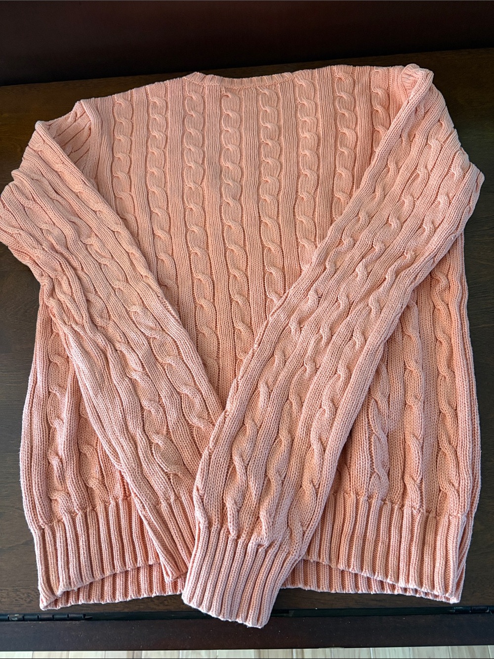 Ralph Lauren Peach Cable V-Neck Sweater - Picture 5 of 6